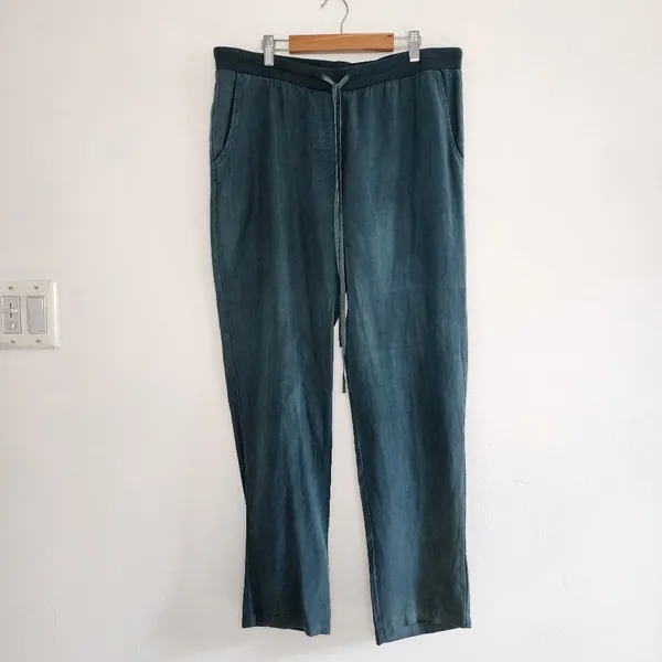 Mono B Pull-on Lightweight Pants Dark Teal Blue Tencel Cropped Size L - Image 3