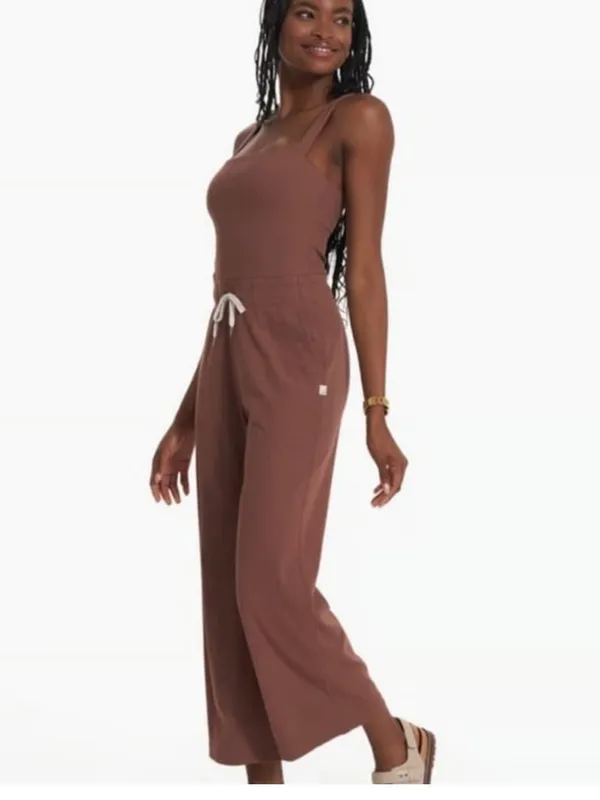 VUORI Pose Mudra Jumpsuit Ribbed Drawstring Athleisure Hazelnut Brown Size Large - Image 4
