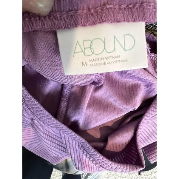 NEW Abound 𝅺RIBBED Cropped boxy tee top Long Sleeve Purple MEDIUM - Image 8