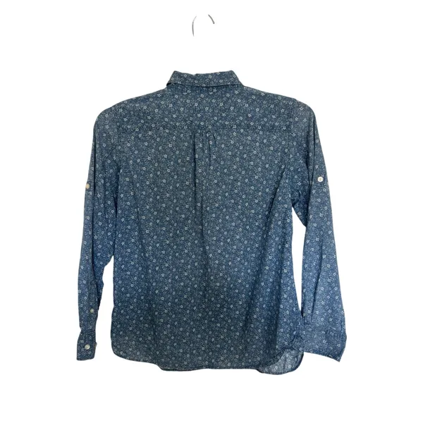 Y2K Ralph Lauren Jeans Co Floral Chambray Cotton Shirt Roll Tab Sleeve M Praire - Image 2