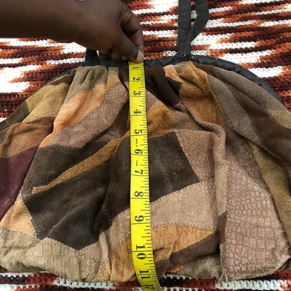 Y2K 2000s Hobo Boho Hippie Western Indie Brown Tan Black Orange Patchwork Shoulder Crossbody bag Purse #cottagecore - Image 4