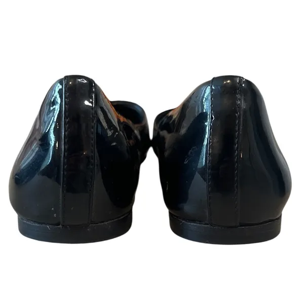 Tory Burch Trudy Patent Leather Ballet Flats Black Bow Logo Size 8.5 - Image 4