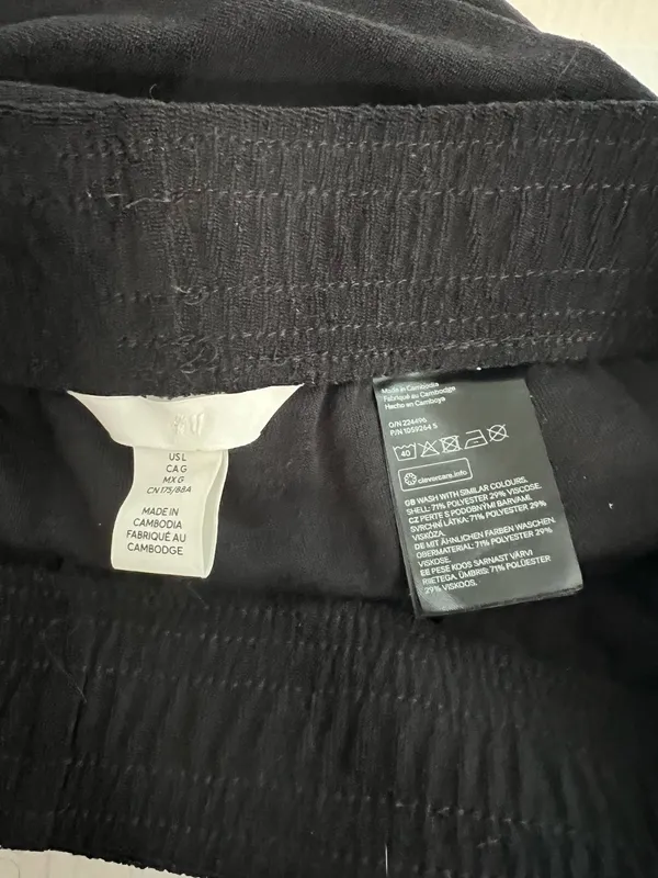 H & M Ladies Black Terry Cloth Style Wide Leg Pants - Image 4
