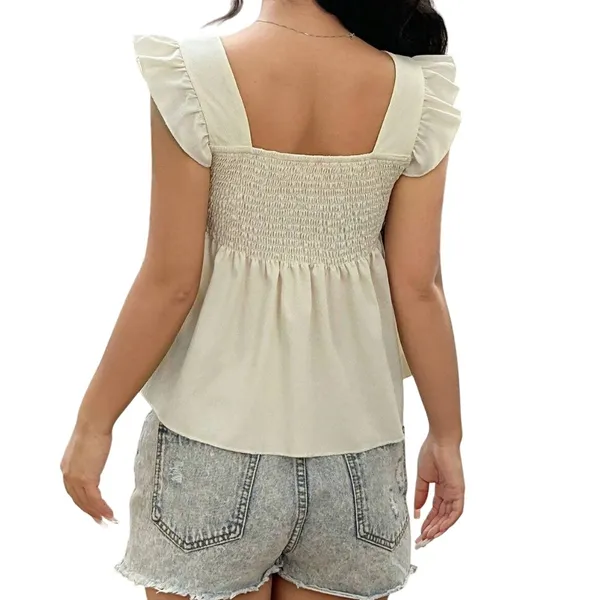 Sweetheart Neckline Peplum Top in Cream, Size M - Image 2