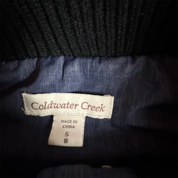 Coldwater Creek‎ Womens Puffer Vest Blue Diamond Quilted Mock Neck Size S - Image 4