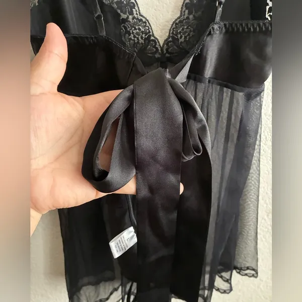 🆕 Satin Sheer Mesh Babydoll Lingerie Panty Set L🆕 - Image 7