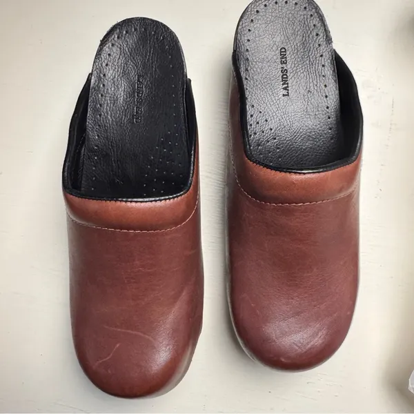 Lands’ End Brown Slip-On Clog Mules Shoes Sz 7 - Image 2