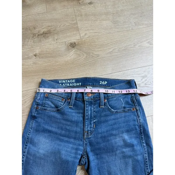 EUC J CREW Jeans Women Slim Straight Full-Length Demi-Boot Raw Hem Cotton SZ 6P - Image 8