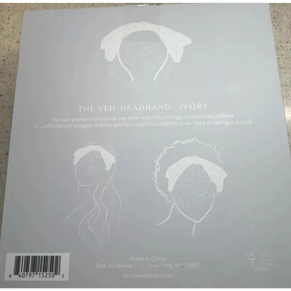 Kristen Ess Ivory Veil Headband - Image 4