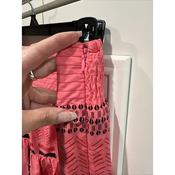 Bloomingprint Anthropologie Pink Floral Block Print Tiered Midi Skirt Boho - Image 3