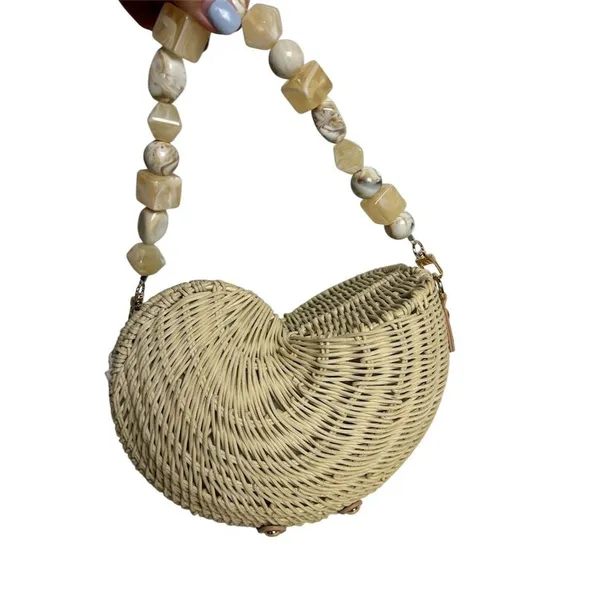 Haute Hippie Women's‎ Natural Shell Tote with Beaded Handle - Image 3