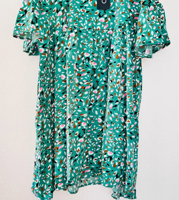 NWT GiGio USA Dot Printed Loose Fit Flowy Flutter Sleeve Knee Length Dress - Image 5