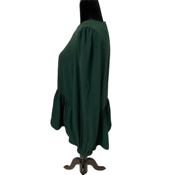 Tuckernuck Pomander Place Carlotta Hunter Green Peplum Top Large Long Sleeves - Image 5