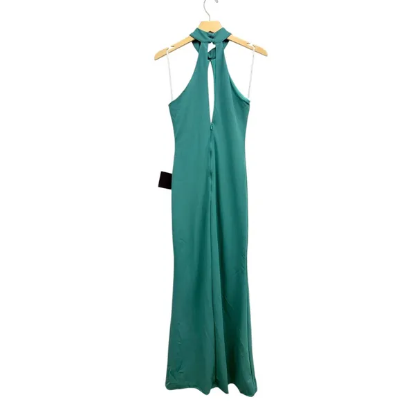 Lulus Belestina Teal Green Cutout Mock Neck Maxi Dress size Small - Image 3