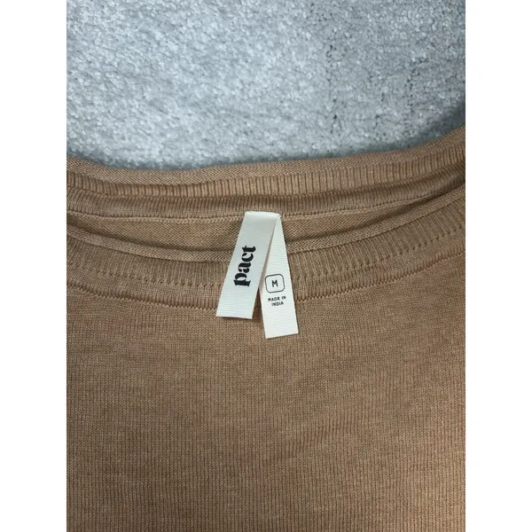 Pact Women's Medium Organic Cotton Lightweight Crewneck Sweater Tan Brown - Image 4