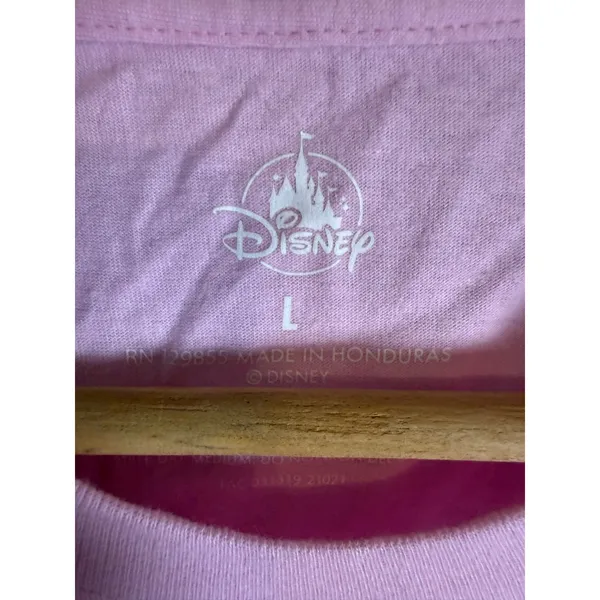 Disney Pink White Minnie Mouse Winking Short Sleeve Cotton Graphic T-Shirt Large - Image 7