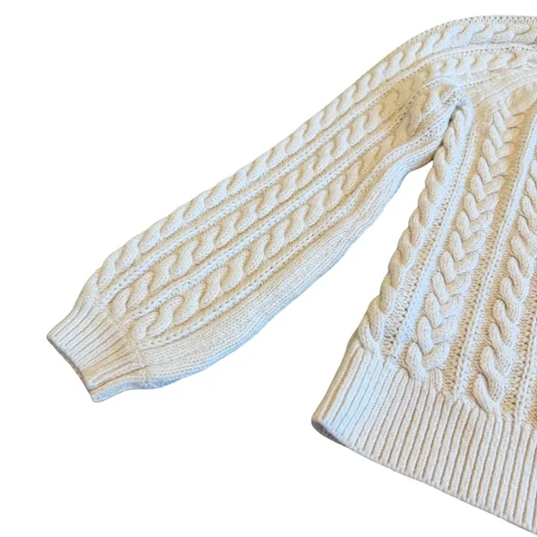 Abercrombie & Fitch Cream Thick Cableknit Sweater Pullover Chunky Cozy Sz Small - Image 7