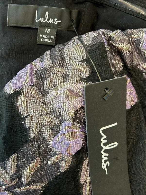Lulus NWT two piece invite list Floral Jacquard dark romance gothic glam dress M - Image 8
