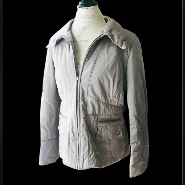 Mossimo Gray Silver Satin Like Quilted Puffer Jacket Coat Sz XL - Image 2