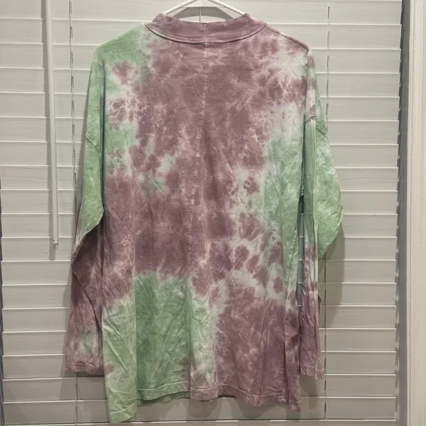 We The Free Free People Be Free‎ Tie Dye Tee Sz S Purple Green Mock Neck Tie-dye - Image 9