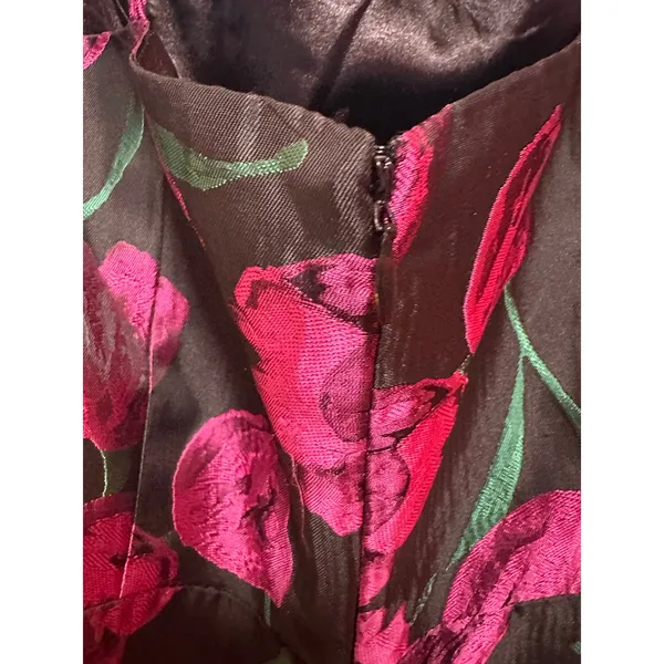 Lulus Pretty Blooms Black Floral Jacquard Sleeveless Mini Dress Size Large - Image 9