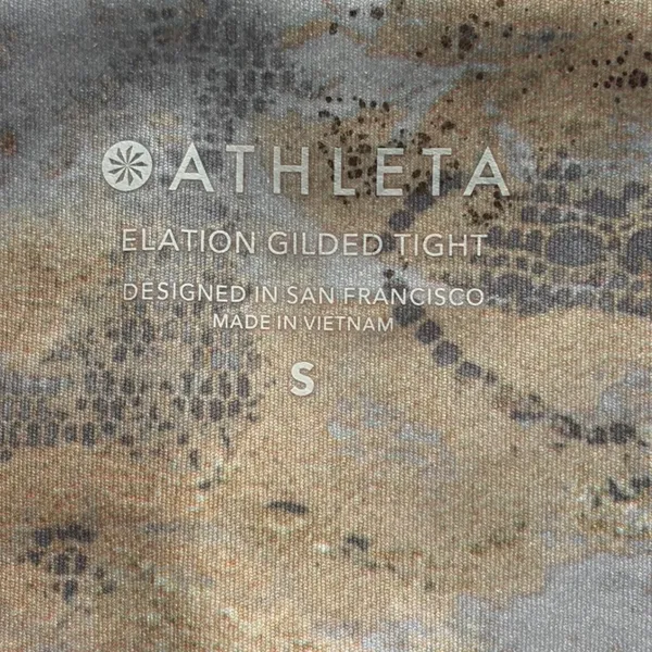 Athleta Elation Metallic‎ Foil Floral Snake Print Leggings Gold Mauve 7/8 Tights - Image 5