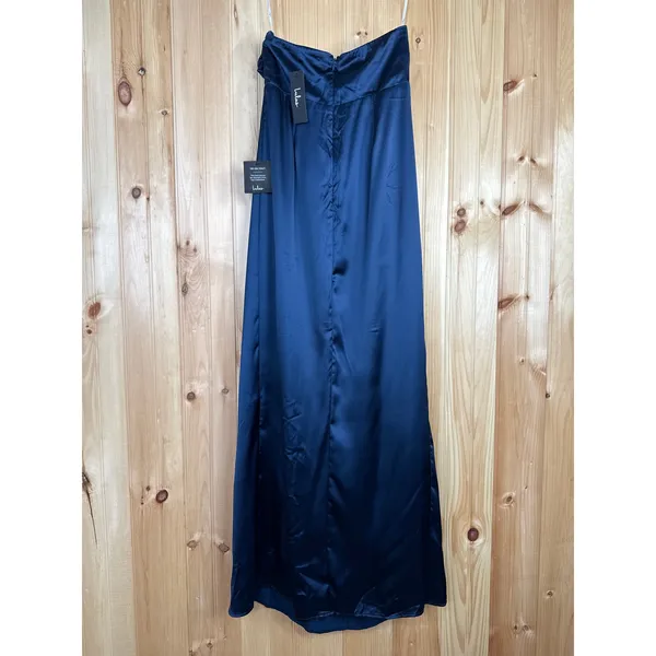 NWT Lulus Memorable Entrance Dark Blue Strapless Satin Maxi Dress Bridesmaid XL - Image 5