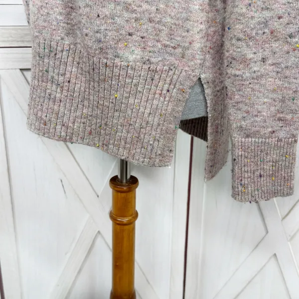 Loft Speckled Mock Neck Space‎ Dyed Tunic Sweater Tan Multi Size Small - Image 6