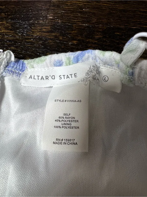 Altar’d State Vinka White and Blue Floral Lace-Up Mini Dress Lace Up Size Large - Image 7
