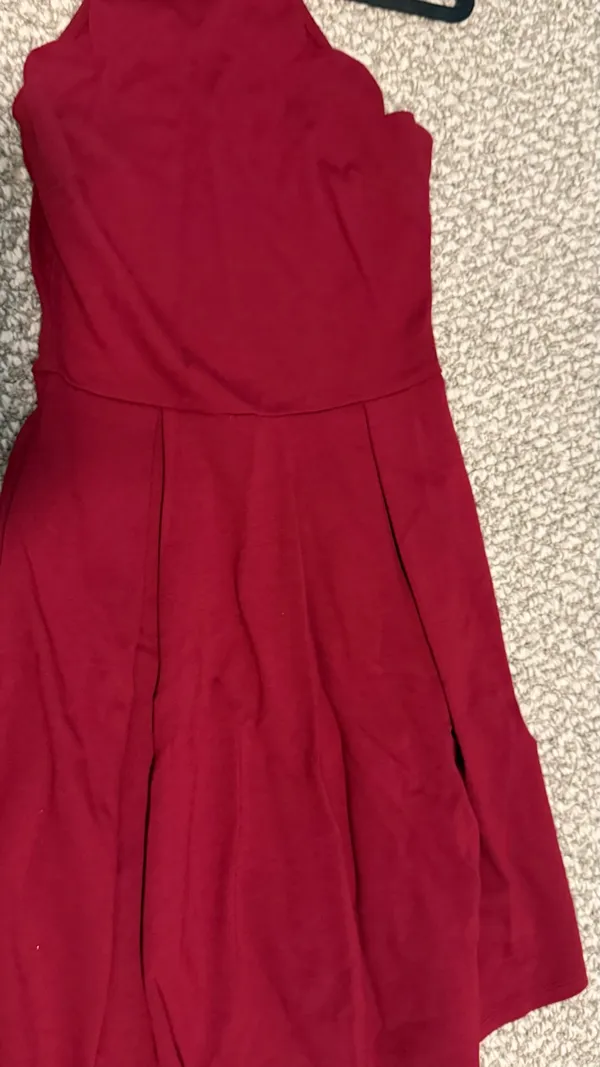 Charlotte Russe XS Fit-and-Flare Dress - Deep Red/Burgundy (small stain shown) - Image 5