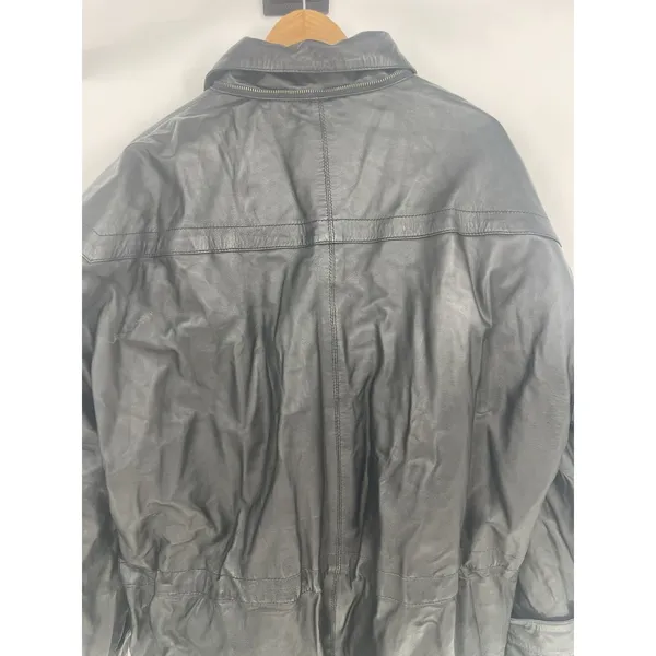 Vintage 90S‎ Black Leather Fields Coat Mens XL toggle Closure, Leather Jacket - Image 12