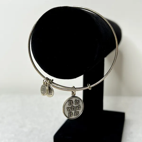 Alex and Ani Silver It Is What It Is Charm Bangle Bracelet - Image 4