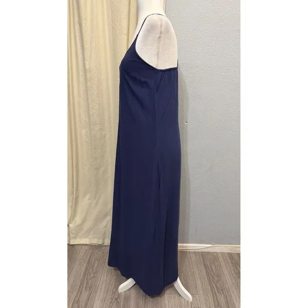 Old Navy Maxi Dress Size S Navy Blue Rayon Cami V-Neck Cross Back Summer Coastal - Image 11