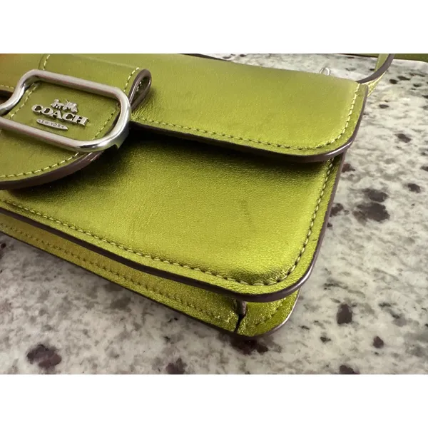 Coach CO984 Morgan Metallic Green Leather Crossbody Bag - Image 4