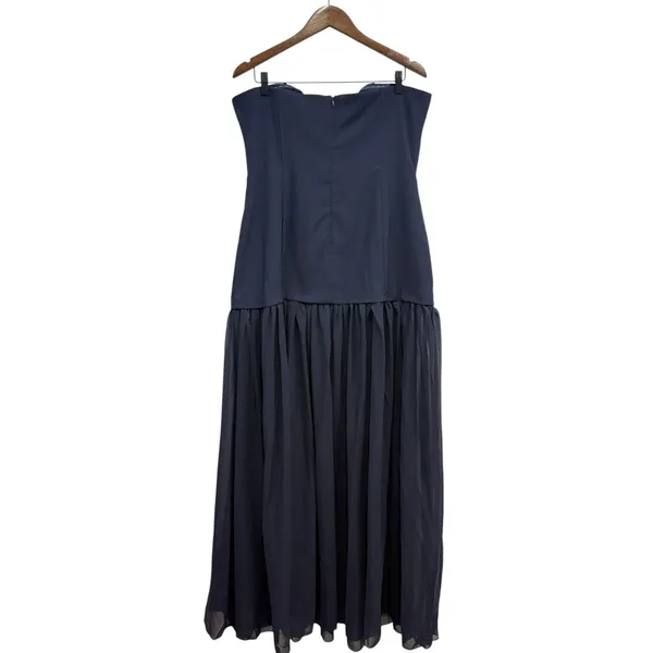 Showpo Strapless Ruched Fit And Flare Jocelyn Maxi Dress in Navy size 14 NWT - Image 3