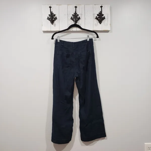 Maeve Colette Cropped Wide Leg Pants Navy Anthropologie Women’s Size 2 EUC - Image 2