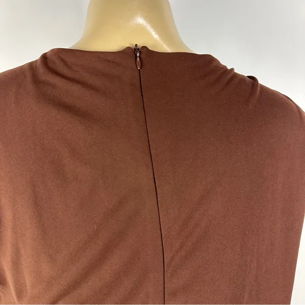 New Zara Bodycon Brown Dress Sz XXL Ruched Sleeveless Chic NWT - Image 7