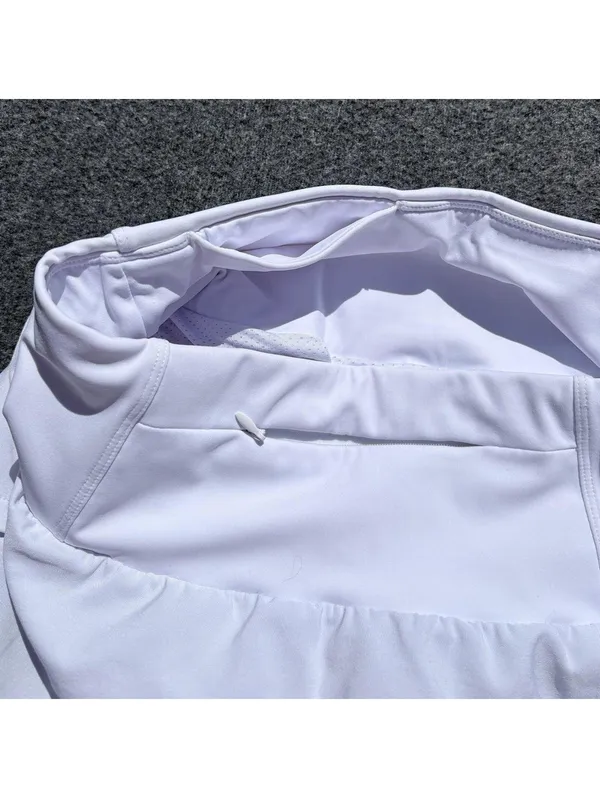 White Athletic Shorts with Inner Lining and Rear Zipper Pocket - Size Small - Image 4