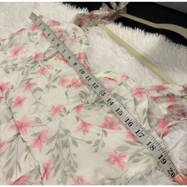 Lulu’s Endlessly Gorgeous Burnout Tie-Strap Midi Dress in White Pink Floral XL - Image 4