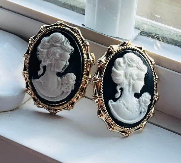 Anthropologie 14K Cameo Larger Earrings - Image 2