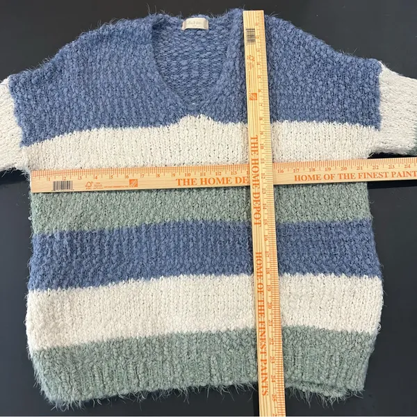 Altar'd State Sweater Womens S/M Blue Striped Great Popcorn Eyelash Knit C9300 - Image 6