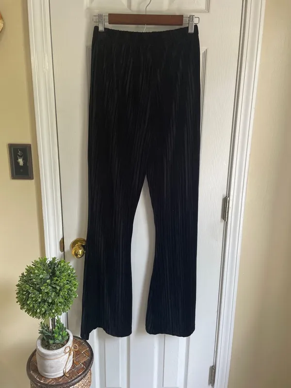 wild fable Black Velvet Whimsical Boho Rave Flared Pants - Image 2