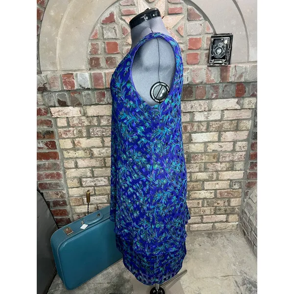 illusion dress tank tiered flutter front jacket purple blue green - Image 8