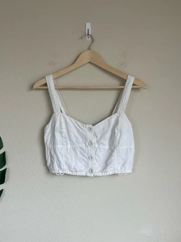 Madewell Sweetheart Linen Blend Crop Tank Top - Image 2