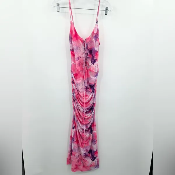 Saints &‎ Secrets NWT Gypsy Garden Laced Bodice Ruched Midi Pink Dress SZ Medium - Image 2