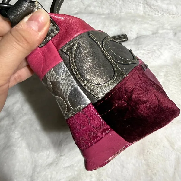 y2k Coach Vintage Pink Patchwork Demi Baguette Shoulder Bag Small Mini Purse - Image 4