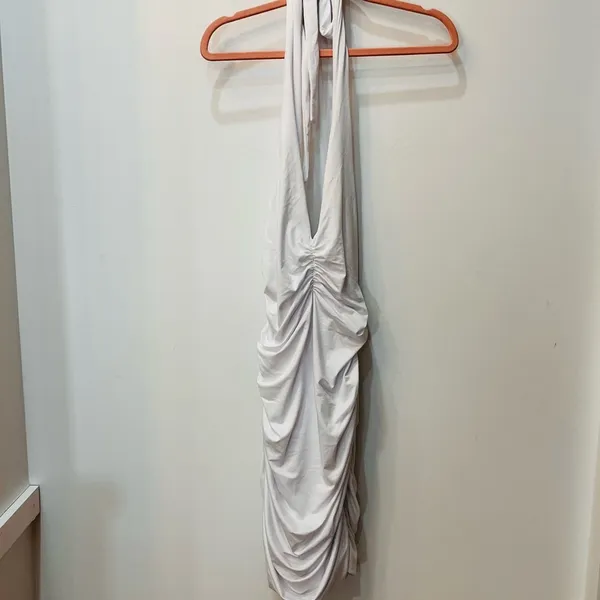 Boutique MAVERICK bodycon halter DRESS - WHITE sz Large - Image 22