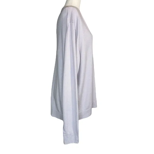 Vintage 90s J.Crew Linen Sweater Lilac Purple V-Neck Long‎ Sleeve Hong Kong L - Image 3