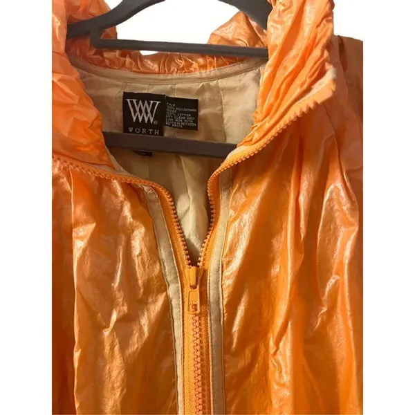 Neon Polyurethane Zip Up Puffer Small Orange - Image 5