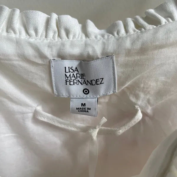 Lisa Marie Fernandez Target Dress Womens M White Ric Rac Summer Linen Blend Mini - Image 5